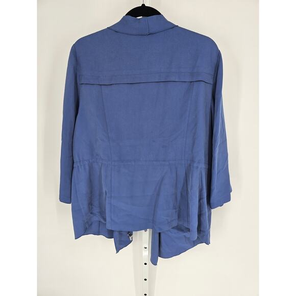 Chico's Women's Long Sleeve Purple Open Front Pockets Ruffle Jacket Size 3 (XL) - Picture 4 of 4